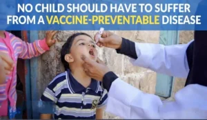 a child taking oral polio vaccine dose