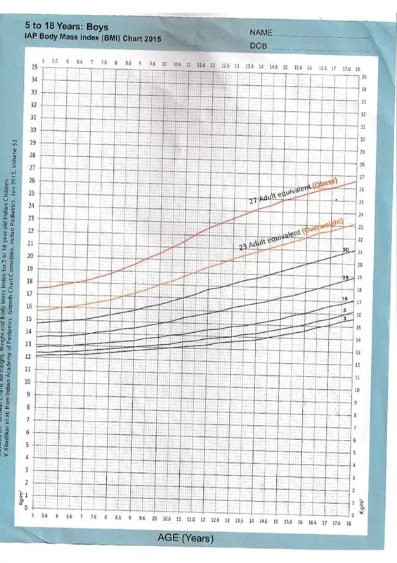 5-18 years:Boys IAP body mass index chart 2015