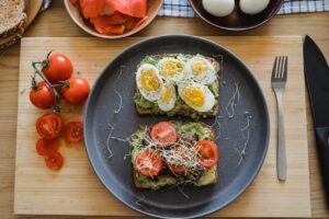 plate of a healthy breakfast served in a plate