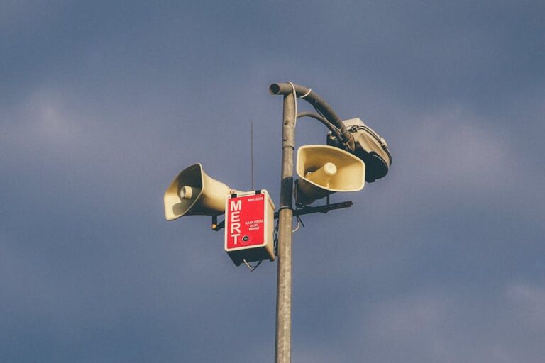 Alarm Siren Tower with loud Speakers